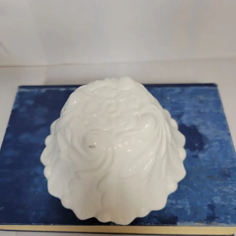 Vintage Indiana Glass Wild Rose Milk Glass Fruit Dessert Bowl